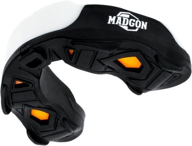 Капа для боксу MADGON Premium – захист зубів для MMA, боксу, кікбоксингу, хокею, футболу. Чорно-біла, з кейсом