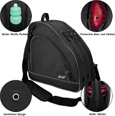 Сумка для ковзанів Wolt | Сумка для роликів та інлайнів | Зручна та стильна сумка на плече для дітей та дорослих, чорна