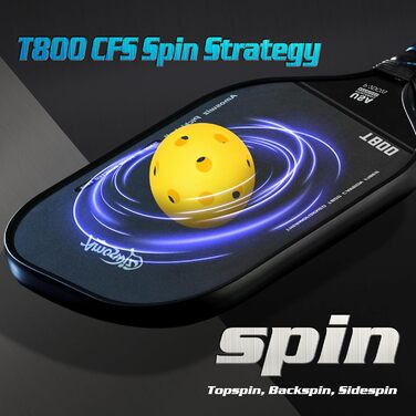 Ракетка для піклболу Amoswiz з карбону, 16 мм, T800 термоформована, для обертання, потужності та контролю, з чохлом та ластиком, подарунок для професіоналів та початківців (чорний)