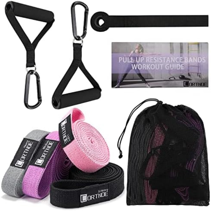 Набір еластичних стрічок для фітнесу CORTNOE - стрічки для кроссфіту з дверним кріпленням та ручками