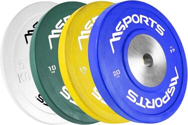 Гантельні диски MSPORTS Olympia 2 шт, 20 кг, 51 мм, студійна якість, литий чавун, гума, сині
