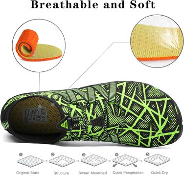 Чоботи для плавання та відпочинку на пляжі, Sagaro, для жінок, чоловіків, дітей, розмір 35-48, зелені смужки