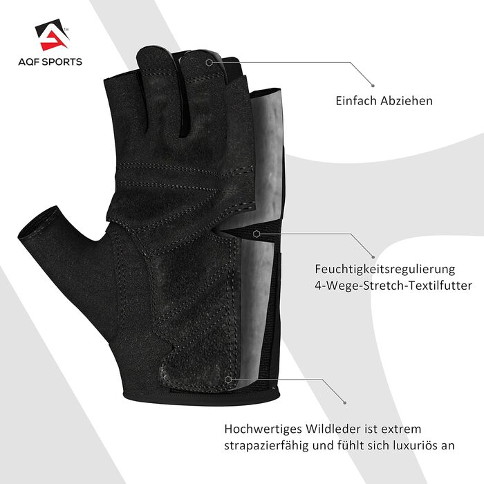 Фитнес рукавички AQF для силових тренувань, бодібілдингу, важкої атлетики, тренувань у залі, чоловічі та жіночі, чорні, XL