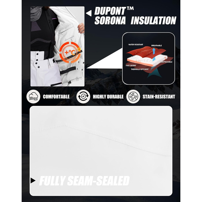 Жіноча куртка Pioneer Camp для сноуборду та гірськолижного спорту, водонепроникна, вітрозахисна, тепла, зимова, біла, розмір S