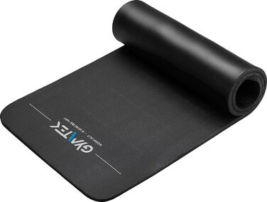 Фітнес-мат для йоги Gymtek 180x61 см, NBR 1,5 см, чорний, з ременями для перенесення, для пілатесу, аеробіки та гімнастики