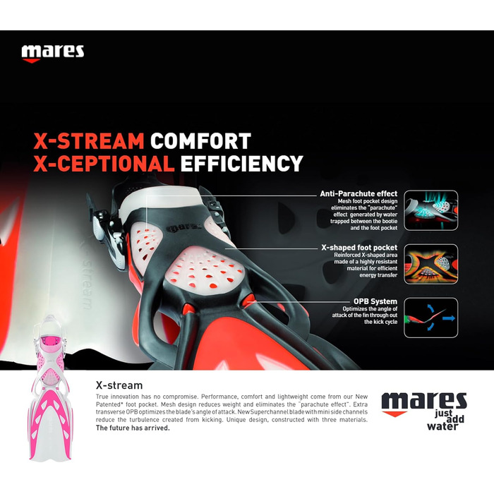 Ласти Mares X-Stream S рожеві для підводного плавання