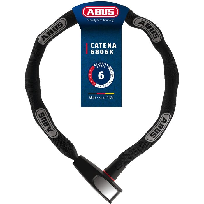 Ланцюговий замок для велосипеда ABUS Catena 6806K, загартована сталь, рівень безпеки 6, чорний, 85 см