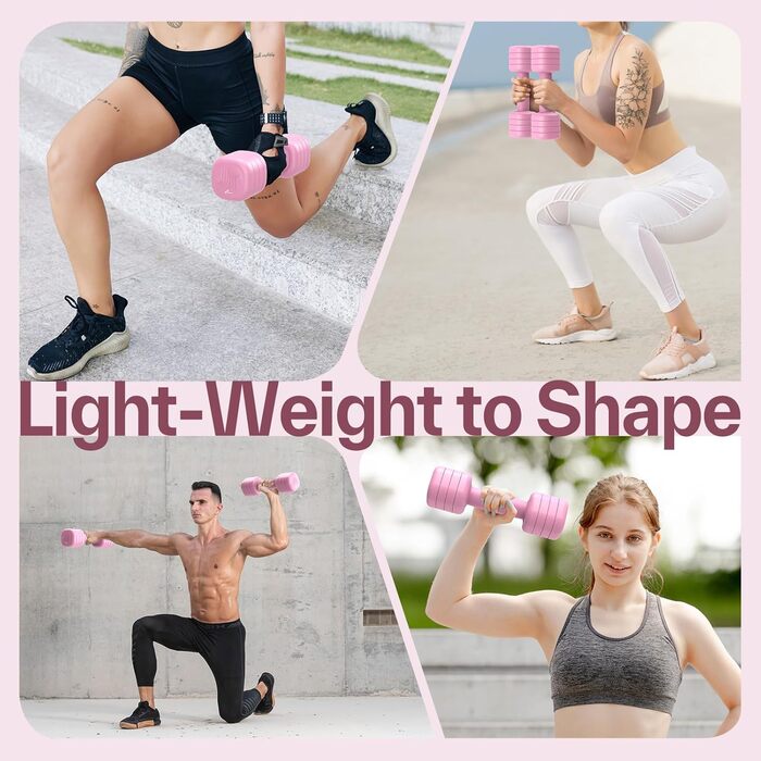 Набір гантелей Sportneer регульовані для жінок – 2 шт. (вага 1–2,5 кг) з неслизьким TPU-покриттям, 4-в-1 для домашніх тренувань, фітнес-обладнання, силові тренування (Wildrose)