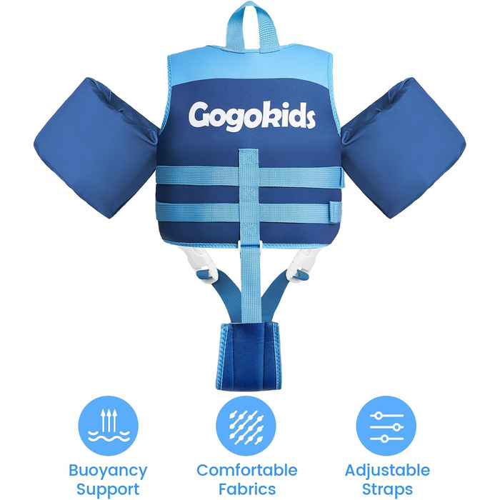 Дитяча жилетка-плавуча рятувальна жилетка для плавання від Gogokids, 2-6 років, 14-30 кг, блакитний акул