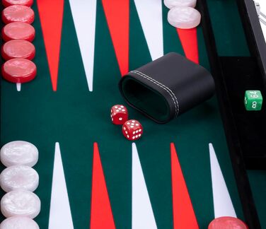 Набір для гри в шашки Engelhart Deluxe 21 дюйм (54 см) - якісні матеріали, перламутрові фішки, 2 стаканчики