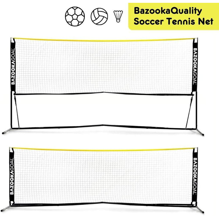 Набір сітки для тенісу, волейболу та бадмінтону BazookaGoal 300x100 см - регульована та складана