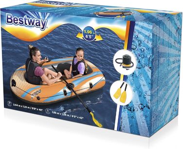 Надувний пліт Bestway 61141 для води, міцний ПВХ, 2-місний, весла у комплекті