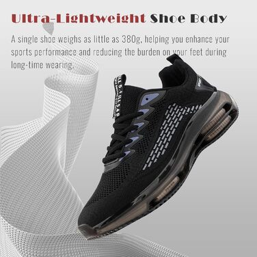 Чоловічі кросівки Hitmars з повітряною подушкою, розмір 39-48 (сітка, чорний колір, 46 EU)