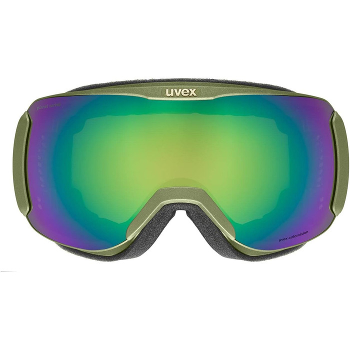 Гірськолижна маска uvex Downhill 2100 Cv Planet, класична, універсальний розмір, матовий крокодил, зелено-зелена