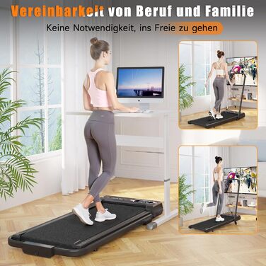 Біговий доріжка HomeFitnessCode з нахилом - Walking Pad для дому, чорно-білий (чорний, складний)