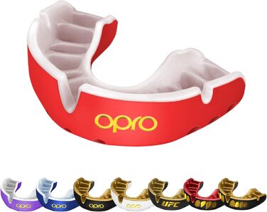 Захисна капа OPRO Gold для дорослих, двошарова, покращена вентиляція, підвищений комфорт, для футболу, регбі, хокею, ММА та боксу, з футляром, червоно-перламутрова