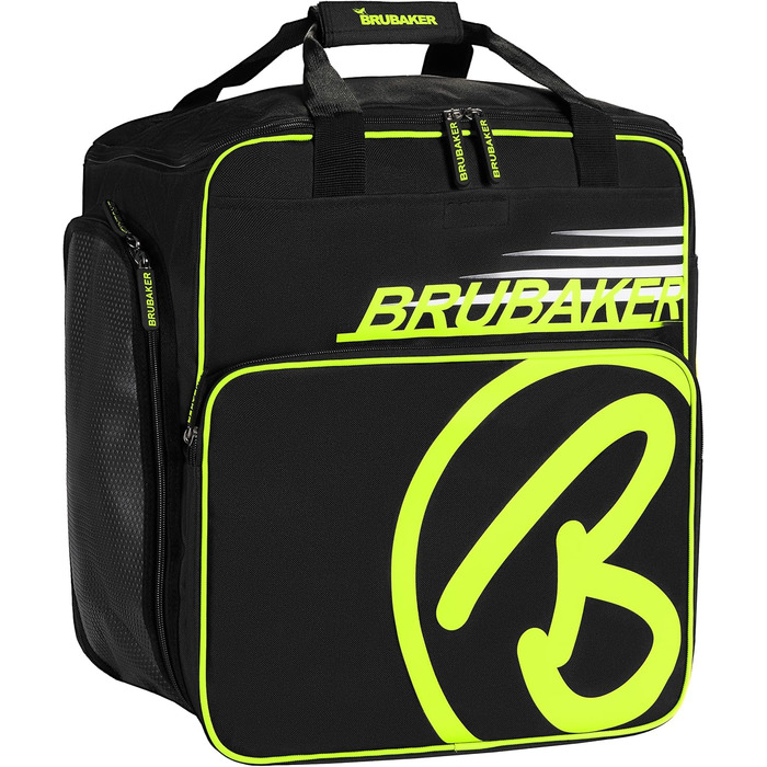 Чохол для лижних черевиків BRUBAKER Super Champion з відділенням для шолома та рюкзак - Чорний/Неоновий жовтий