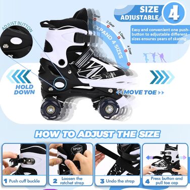 Роликові ковзани для дітей LOKJIJI: регульовані, фіолетові та білі, для початківців