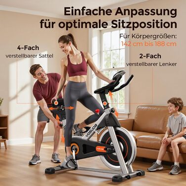 YOSUDA Магнітний велотренажер - тихий велоергометр для дому з LCD-дисплеєм, 136 кг, срібний