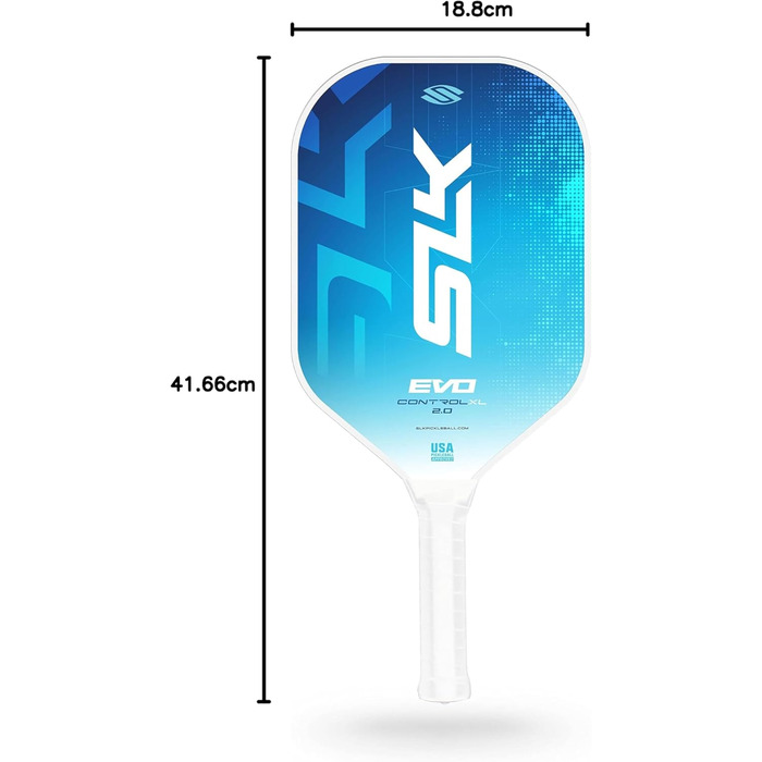SLK Evo Power Hybrid: Плечова ракетка для піклболу з гібридним покриттям (фіберглас та карбон) – контрольована модель, блакитна
