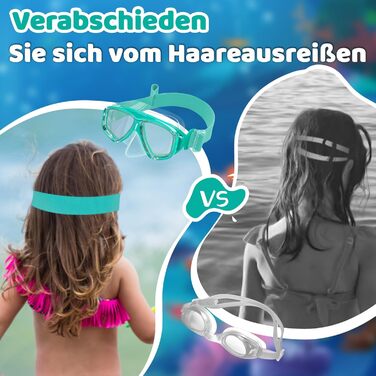 Дитячі окуляри для плавання Vvinca з захистом носа та м'яким ремінцем, міцні, антизапітніючі та водонепроникні, для дітей 3-14 років, колір: темно-зелений