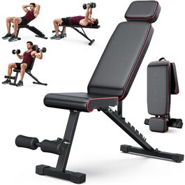 Тренувальна лава XDDIAS з 10-рівневим регулюванням, подовжена підголовник, складна до 360 кг, для дому.