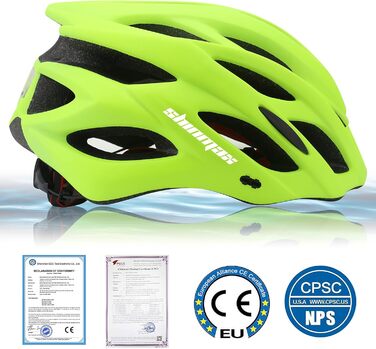 Велошолом Shinmax для чоловіків і жінок з LED підсвіткою, знімним візором, суперлегкий, регульований, для МТБ, для дорослих, з чохлом, розмір 57-62 см, зелений