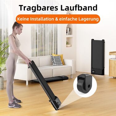Доріжка для ходьби Lacuffy Raceable, тиха бігова доріжка для дому, макс. 136 кг, з LCD-дисплеєм і додатком, підлогова доріжка під стіл, тренувальні програми та AI-тренування, 100 см, чорна
