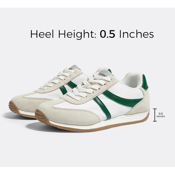 Жіночі ретро-кросівки LUCKY STEP - біло-зелені, 41 EU. Зручні повсякденні кросівки з протиковзкою підошвою та дихаючою підкладкою для міста