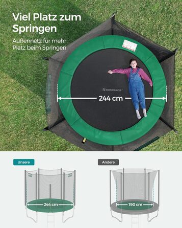 Трамплін SONGMICS Outdoor Ø 183-427 см: круглий батут для саду з захисним покриттям, сіткою, сходами та м'якими стійками