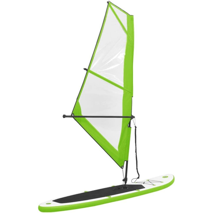 Надувна SUP-дошка з вітрилом vidaXL 330x72x10 см, набір для сапсерфінгу, зелено-біла, з веслом і сумкою для перенесення