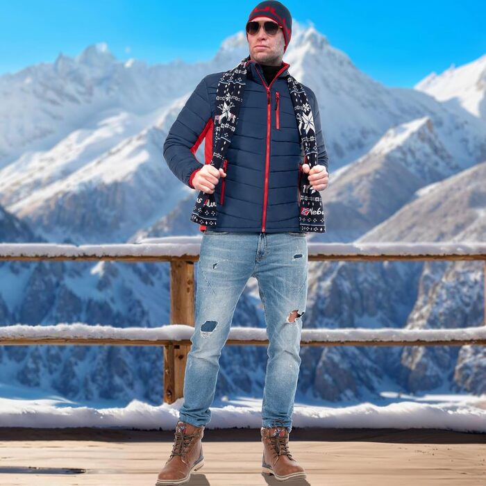 Зимова куртка Nebuus GRAFFITY для чоловіків (темно-синій/червоний, розмір S)