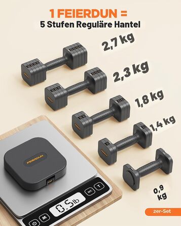 Регульований набір гантелей для жінок, 2x2.7кг та 2x4.5кг, з подвійним захисним замком, сірі