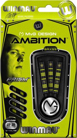 Дарти WINMAU Michael Van Gerwen MvG Ambition Professional - набір (сталеві/м'які, латунь) з пір'ям та стрижнями