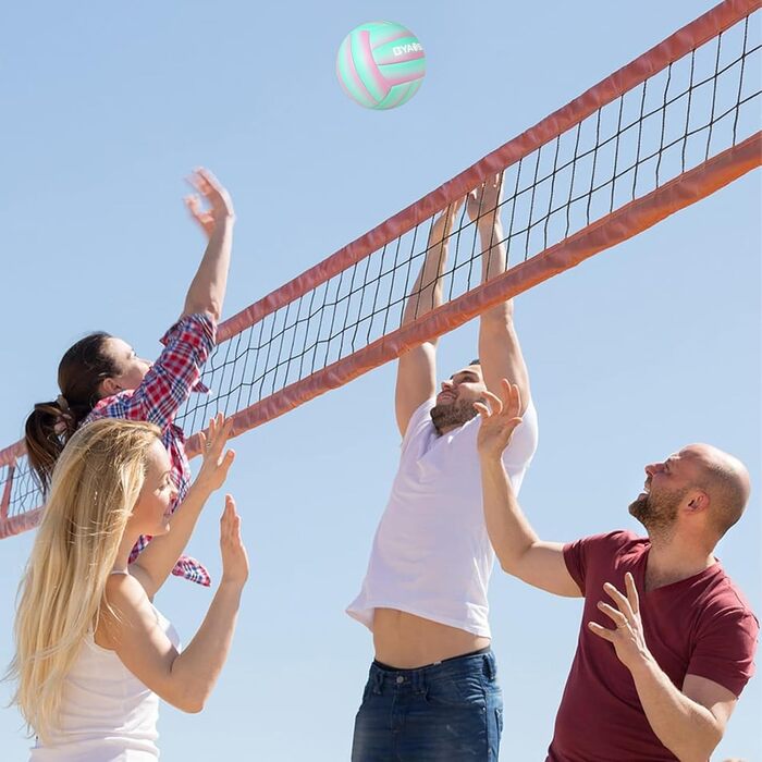 Волейбольний м'яч BYAOSUN для пляжу та залу, розмір 5, для початківців, підлітків та дорослих (зелений, рожевий)