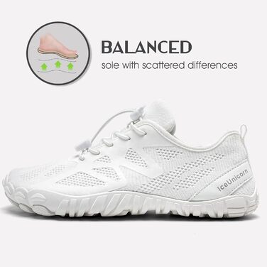 Чоловічі та жіночі кросівки IceUnicorn для трейлу та фітнесу. Кросівки для біговини без шнурів з широкою передньою частиною, розмір 41 EU, білі