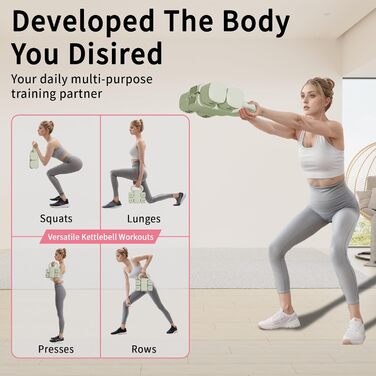 Регульований набір гантелей з кулькою, 4 в 1 (2,5 кг, 3,5 кг, 4,5 кг, 5,5 кг) для жінок, набір гантелей 2 шт. для домашнього спортзалу, фітнес, тренування, зелений