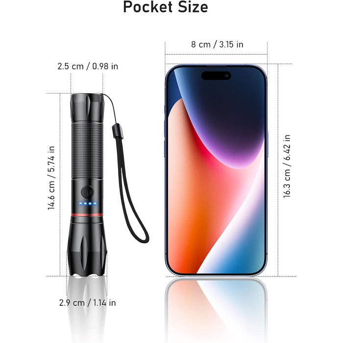 LED ліхтарі Blukar, 2 шт., 2000 люмен, зумуючі, 5 режимів, водонепроникні (IPX6), для кемпінгу, туризму, риболовлі, надзвичайних ситуацій