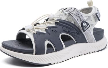 ONCAI Легкі сандалі для жінок, спортивні трекінгові сандалі з підтримкою стопи та ортопедичною устілкою для Plantar Fasciitis, регульовані ремінці, розміри 36-43 (43 EU, сірий та білий)