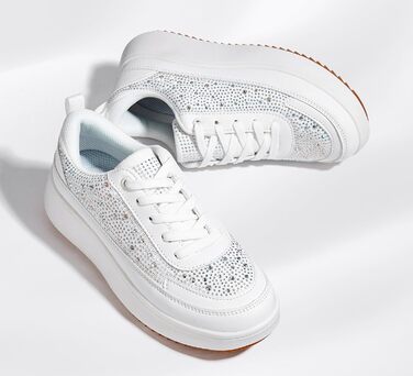 Кросівки жіночі Lucky Step на платформі з камінням, білі - стильні кежуал для прогулянок