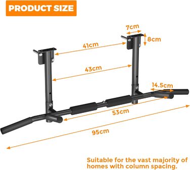 Кімнатна турнік ONETWOFIT 3-в-1 для дому: настінний, балочний, під стелею. Макс. навантаження 200 кг. Чорний