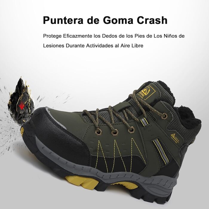 Зимові чоботи ASTERO для хлопчиків 31-38, снігоступи, дитячі черевики для походів з металевими шипами, утеплені, нековзні (A Grün, 31 EU)