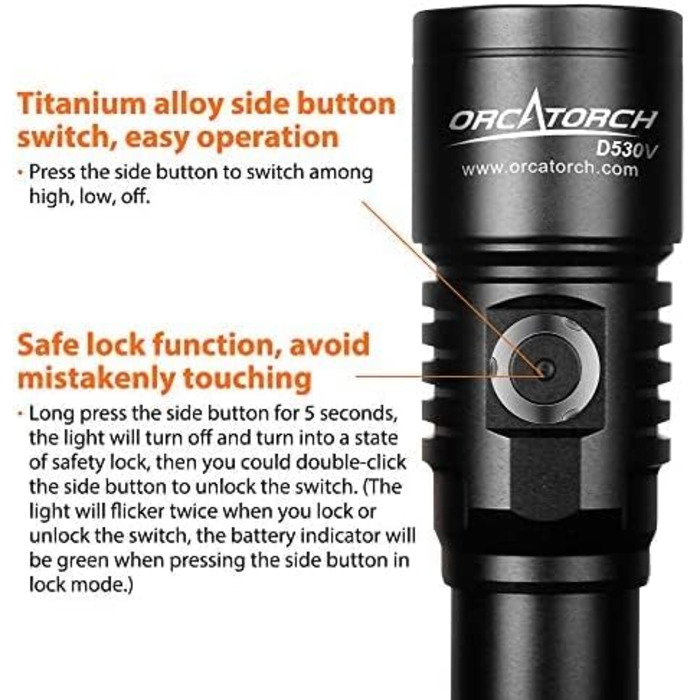 ORCATORCH D530V: Підводний прожектор з регулюванням, 1200 люмен, IP68, 150м, 140° кут огляду, чорний