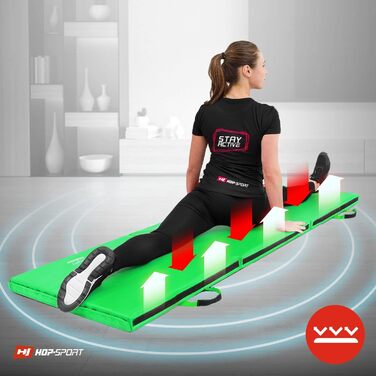 Складаний гімнастичний мат Hop-Sport 180x60x5 см з ручками та липучкою, товщина 4/5 см — килимок для фітнесу та домашніх тренувань