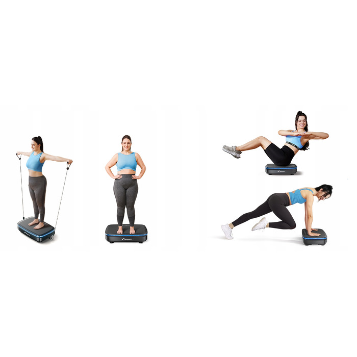 Віброплатформа для схуднення та масажу: 99 рівнів швидкості, 720 вібрацій/хв, Bluetooth, LED-дисплей