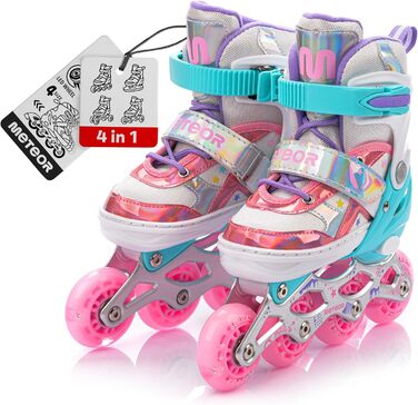 Дитячі ролики Meteor Vertellbare 4-в-1 – ролики-інлайни для дітей, ABEC-7, PU-колеса, алюмінієвий фрейм, розміри XS-37 (Lunar)