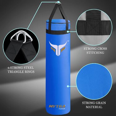 Боксерський мішок Mytra Fusion підвісний, без наповнювача для боксу, MMA, Muay Thai, карате - 2 розміри (5FT, синій)