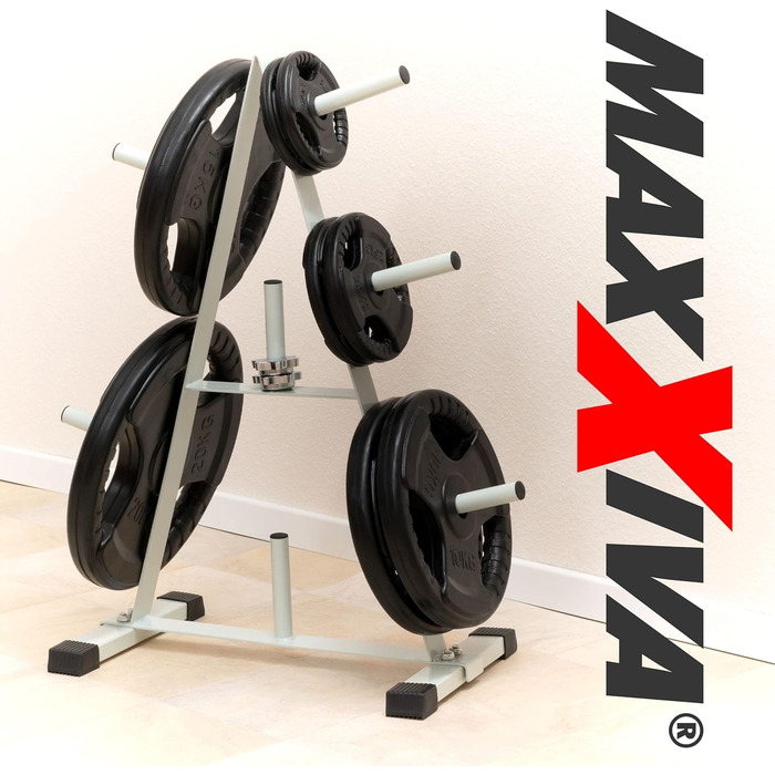 MAXXIVA Набір гантельних дисків 2×20 кг, чавунні з гумовим покриттям, чорні, для фітнесу, бодібілдингу, силових тренувань, реабілітації