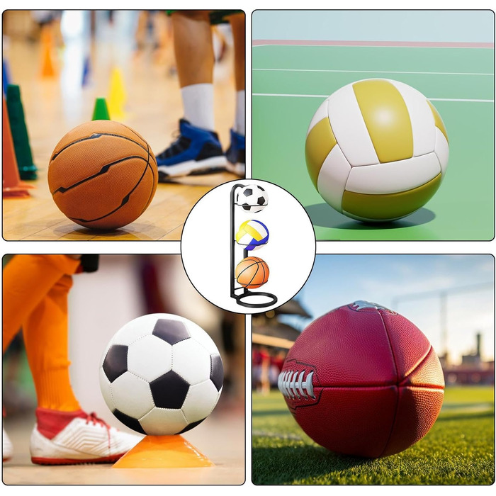 Стійка для зберігання м'ячів: баскетбол, футбол, волейбол. Металева, багаторівнева, біла