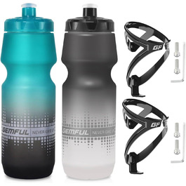 Тримач для напоїв на велосипед Gemful з пляшкою 750мл, BPA-free, для MTB, шосе, 4 шт. (Чорно-білий/Зелено-чорний)